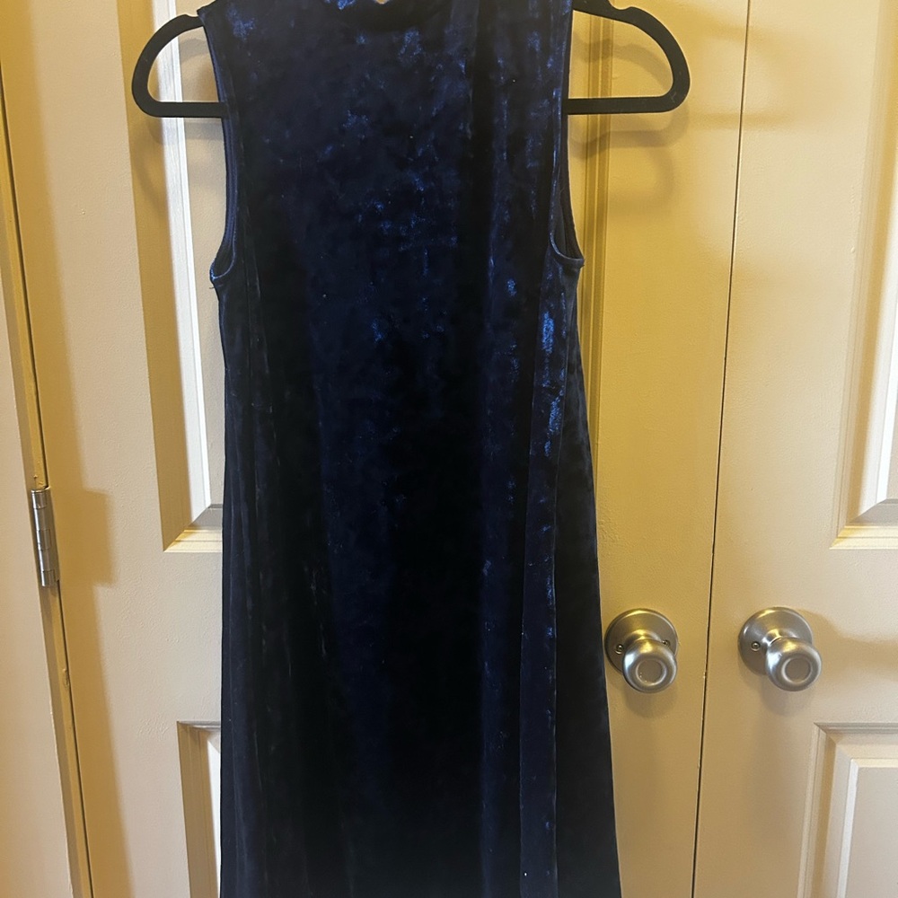 Blue Velvet Sleeveless Dress
